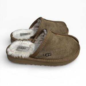 UGG Keegan Chestnut Suede Sheepskin Slide Slippers Toddler Size 11 Cozy